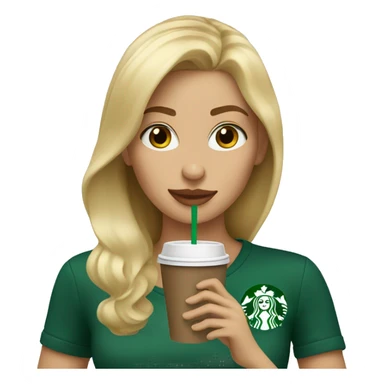blonde girl drinking starbucks coffee sticker