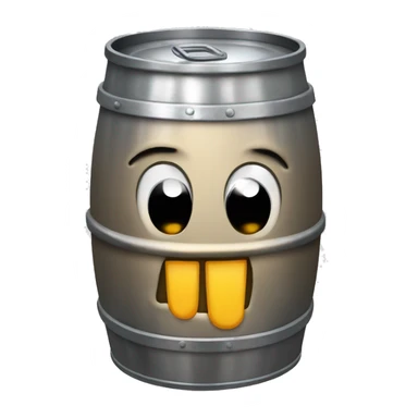metal beer keg with pain face sticker