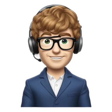 austin powers with headset sticker