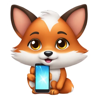 Kawaii fox on phone sticker