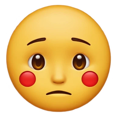 If you are familiar with the Melting Face Emoji, the round yellow face, with no define facial features, generate an emoji with that face but sad. Also, the face should be leaning against a red brick wall, with one cheek touching it, so this wall should be in perspective to understand the composition sticker