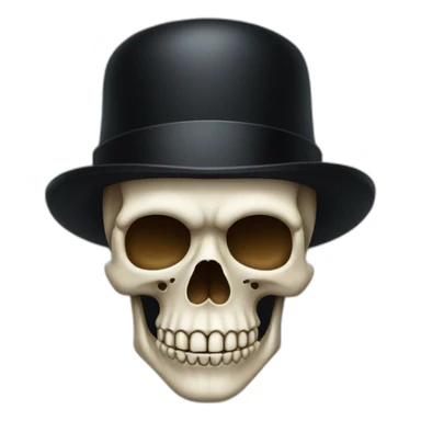 full black skull wearing a bowler hat sticker