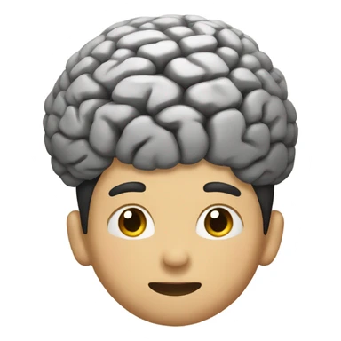 Asian boy with big brain on top of head sticker