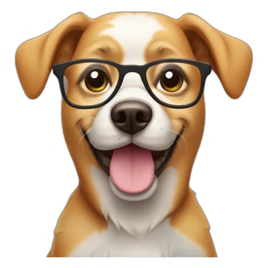 Dog with glasses smiling sticker
