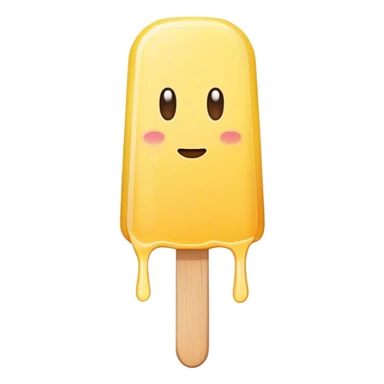 Long thing yellow popsicle with rounded top and dripping  sticker