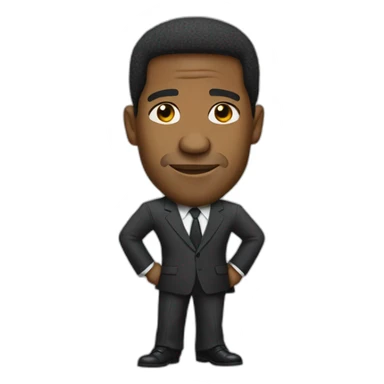 Denzel Washington cartoon wearing suit sticker