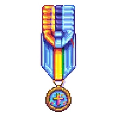 pixel art medal, classic video game look sticker