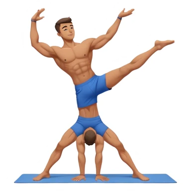 jacked man blue shorts Vrksasana-pose yoga sticker