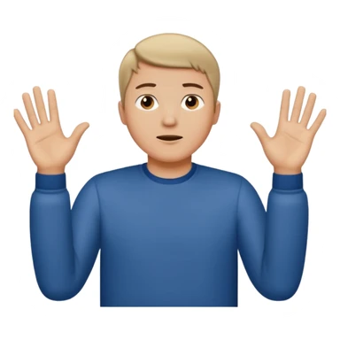 male portrait with short hair putting hands up and shrugging sticker