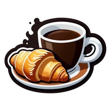 coffee with croissant sticker