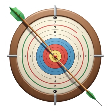 the recursive bow with an arrow drawn back, aimed at a target with concentric rings. The background suggests a calm, outdoor archery range, emphasizing the precision, focus, and skill required in archery as a competitive sport. sticker