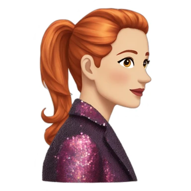 Audrey fleurot ponytail with multicolored sequined suit sticker