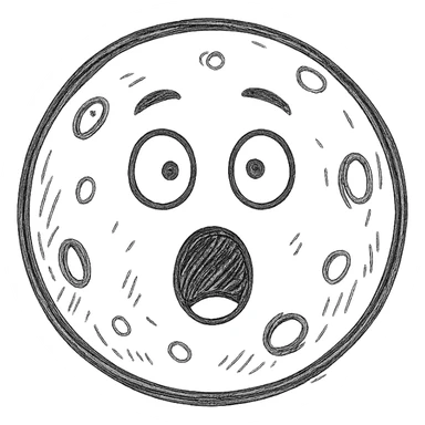 full moon with a surprised face, expressive sticker