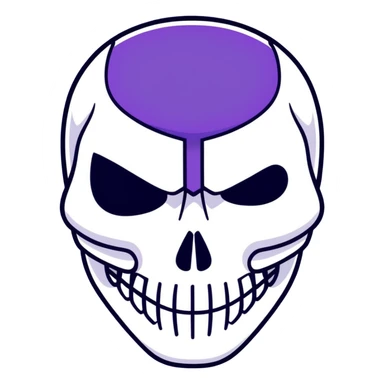 purple character with a white skull mask sticker