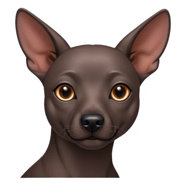 Cinematic Noble Xoloitzcuintle dog Portrait Emoji, Poised and regal, with a sleek, muscular build and smooth, hairless ebony skin accented by subtle wrinkles, deep-set soulful dark eyes, Simplified yet sharp and sophisticated features, highly detailed, glowing with a soft, dignified glow, high shine, intelligent and loyal, stylized with an air of ancient grace, focused and attentive, soft glowing outline, capturing the essence of a watchful and confident guardian, so majestic it feels as though it could stride out of the screen with effortless authority! sticker
