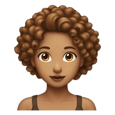 Mixed girl with long curly hair brown cinnamon with brown eyes  sticker