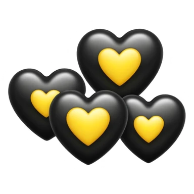 3 black hearts 1 yellow heart sticker