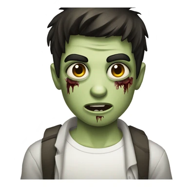 teen boy zombie with dark hair and white shirt sticker