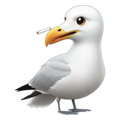 seagull holding pack of cigarettes sticker