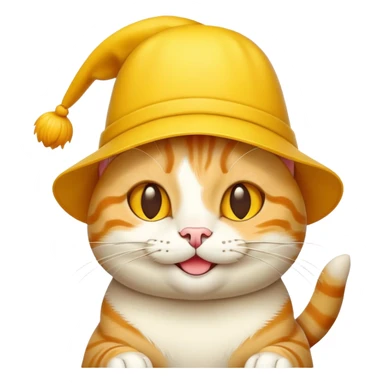 Cheese cat wearing a yellow hat sticker