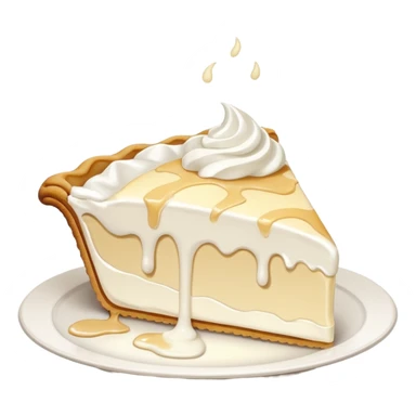 Slice of pale cream pie with melted whipped cream dripping off of it sticker