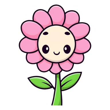 Cute pink flower that has an adorable face sticker