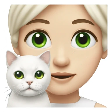 Me with white Scottish fold cat with green eyes   sticker