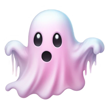 cutesy pastel pink ghost with clouds sticker