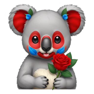 koala with a cold and a rose in the hands sticker