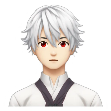 mafumafu japanese boy red eyes white hair catboy sticker