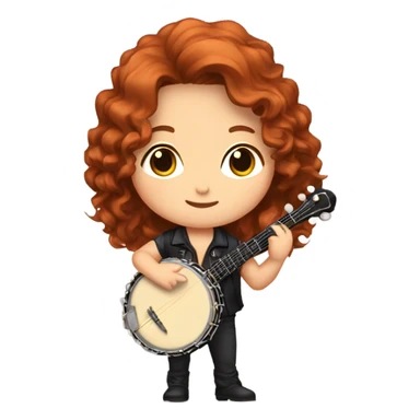 Vivaldi adult auburn hair chibi standing banjo  sticker