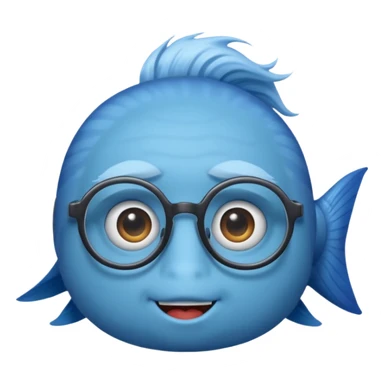 glassess wearing fish with hair sticker