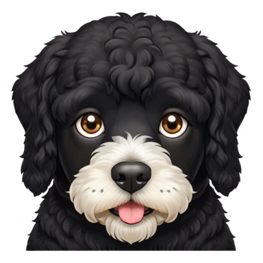 Black Portuguese water dog, mischievous face sticker