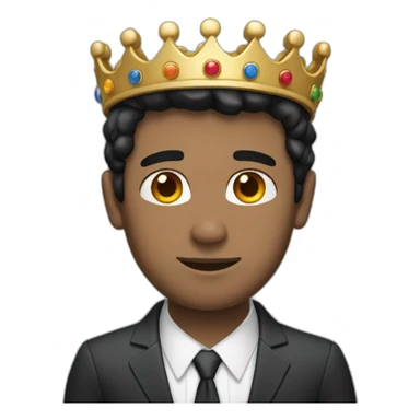 man with blue eyes and black hair wearing a crown and in office suit sticker