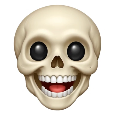 A cartoony skull emoji laughing sticker