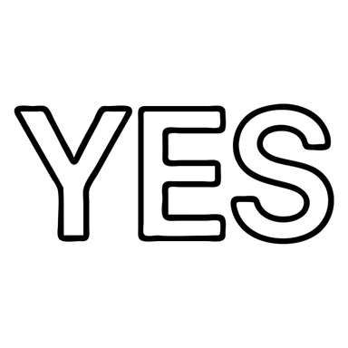 YES written in straightforward, unembellished block letters, centered sticker
