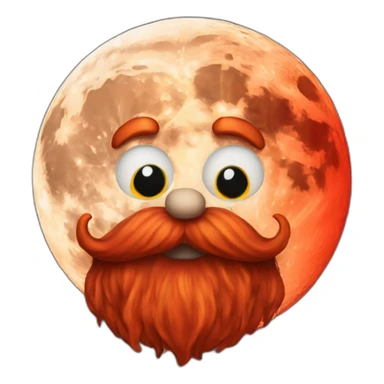 Moon with a long red beard sticker