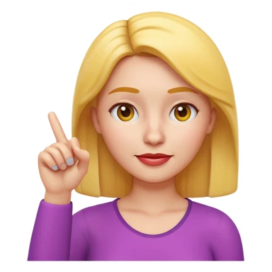 Apple-style 3D emoji of a cartoon woman pointing to her forehead with one finger, friendly expression, clean and colorful design, no background. sticker