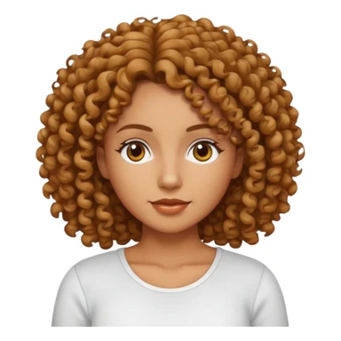 Mujer piel canela y pelo rizado, con un top sticker