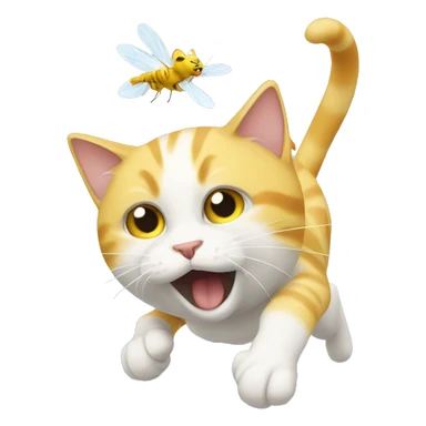 Yellow and white cat catching a fly sticker