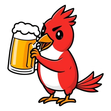 Cardinal chugging a beer sticker