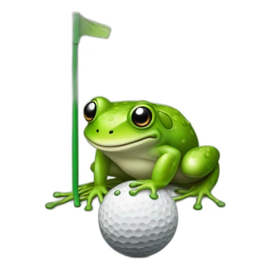Frog standing up putting a golf ball into hole sticker