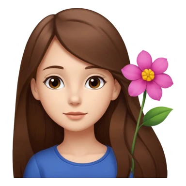 Ein braunhaariges Mädchen (glatte Haare ) mit einen Blume hinter dem ohr lange haare zur Seite kuckend Blume hinter dem rechten Ohr so das man es sieht zur Seite schauend sticker