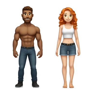 Muscular brunette handsome boyfriend with ginger girlfriend sticker