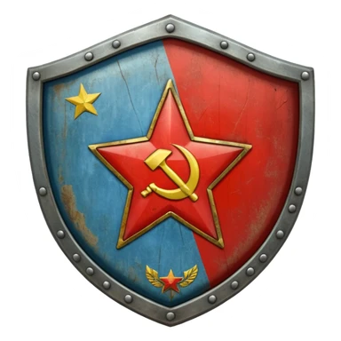 generate a realistic shield with the USSR flag sticker