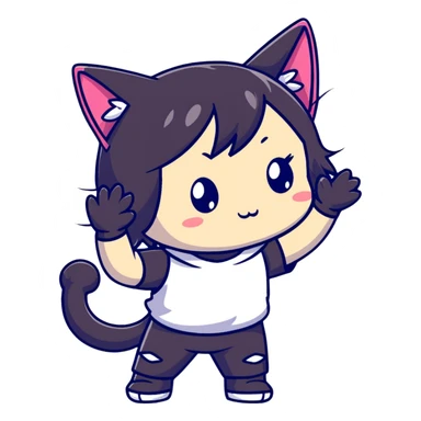 Chibi anime character with cat ears sticker