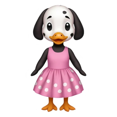 Dalmation duck with pink dress sticker