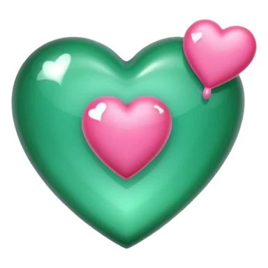 emerald heart with one mini pink heart inside of it  sticker