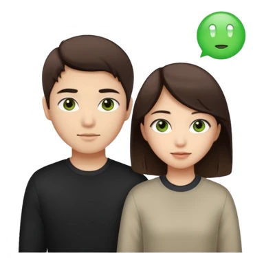 An Asian girl with brown eyes and dark brown hair, with her white boyfriend who has green eyes and light brown hair. sticker
