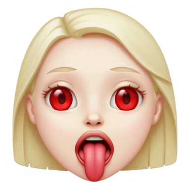 ohm red shiny eyes tongue out sticker